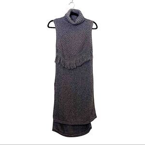 Anthropologie Nomad Morgan Carper Wool Blend Fringed Sleeveless Tunic